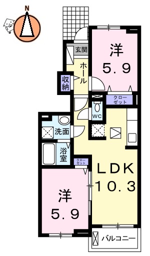 JR徳島線鮎喰駅2階建築7年の間取り