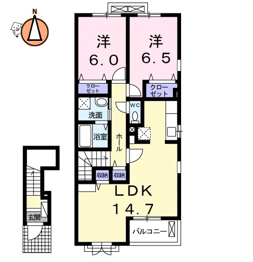 JR徳島線蔵本駅2階建築7年の間取り