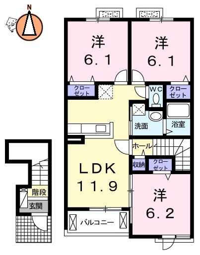 JR高徳線佐古駅2階建築7年の間取り