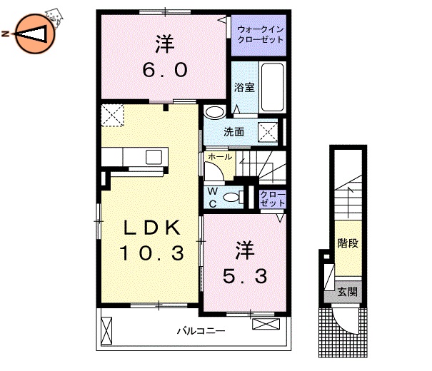 JR高徳線佐古駅2階建築6年の間取り