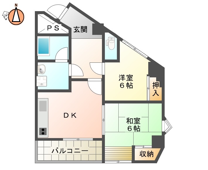 JR高徳線佐古駅4階建築31年の間取り