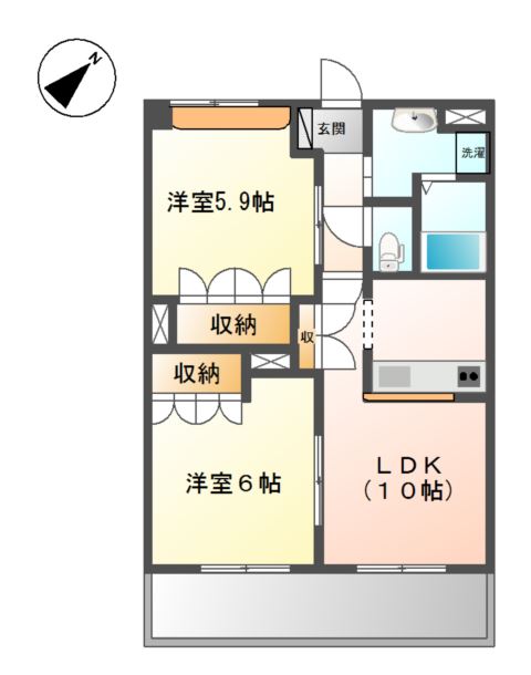 兵庫県加古川市尾上町安田（アパート）の賃貸物件の間取り