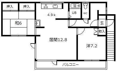 北海道旭川市神楽岡八条3丁目（一戸建）の賃貸物件の間取り