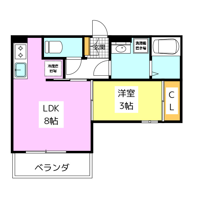 Ｄ－ｒｏｏｍ竹下　Ｂ棟の間取り