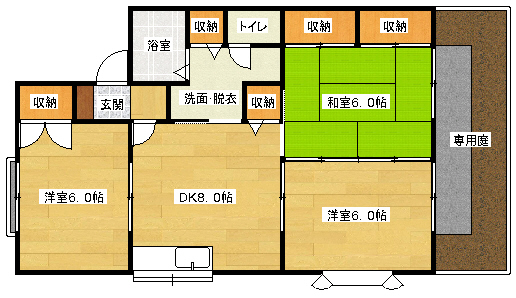 セジュール野北C棟の間取り