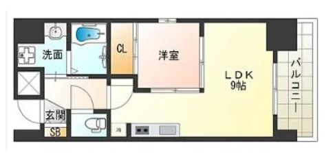 地下鉄四つ橋線四ツ橋駅14階建築16年の間取り