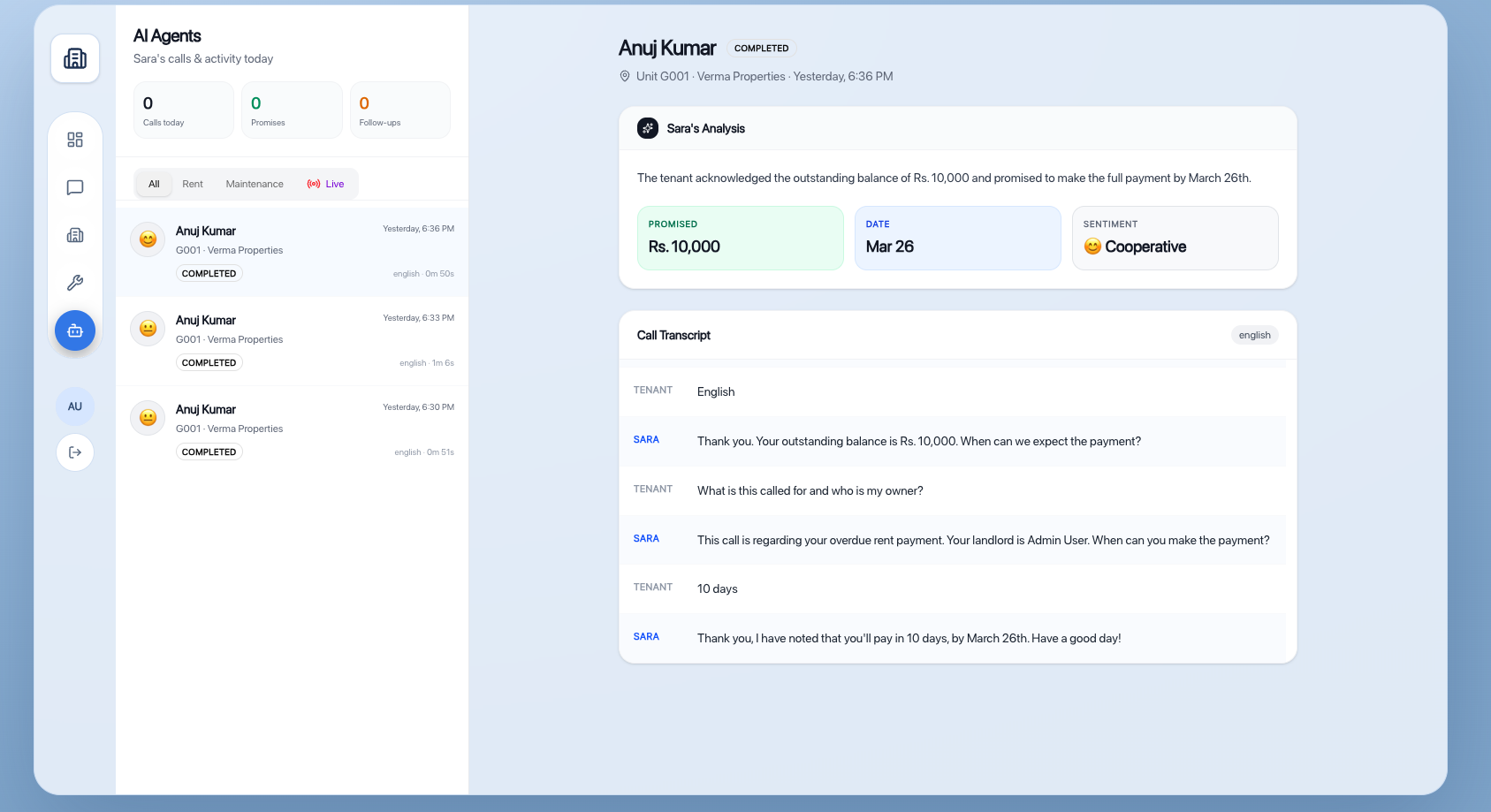 Call Agent Screenshot