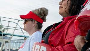 Santa Ana lifeguards poolside in full equipment