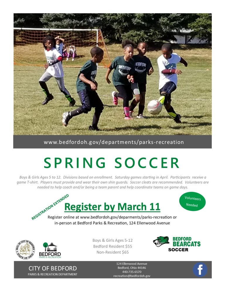 Bearcat Spring Soccer Registration Extended! City of Bedford, OH