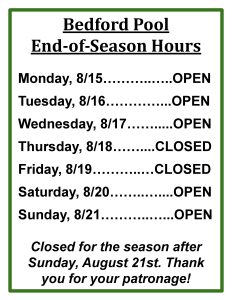 End of Season Pool Hours