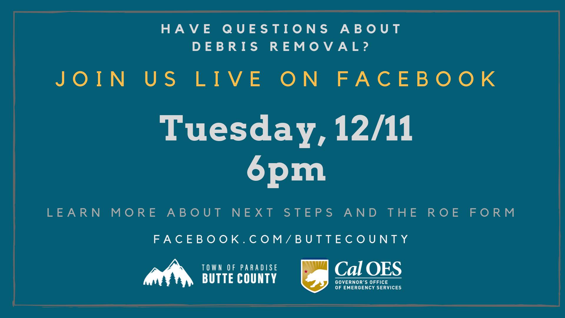 Dec. 11 Facebook Live meeting