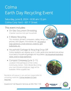 Colma Earth Day Recycling Event Flyer