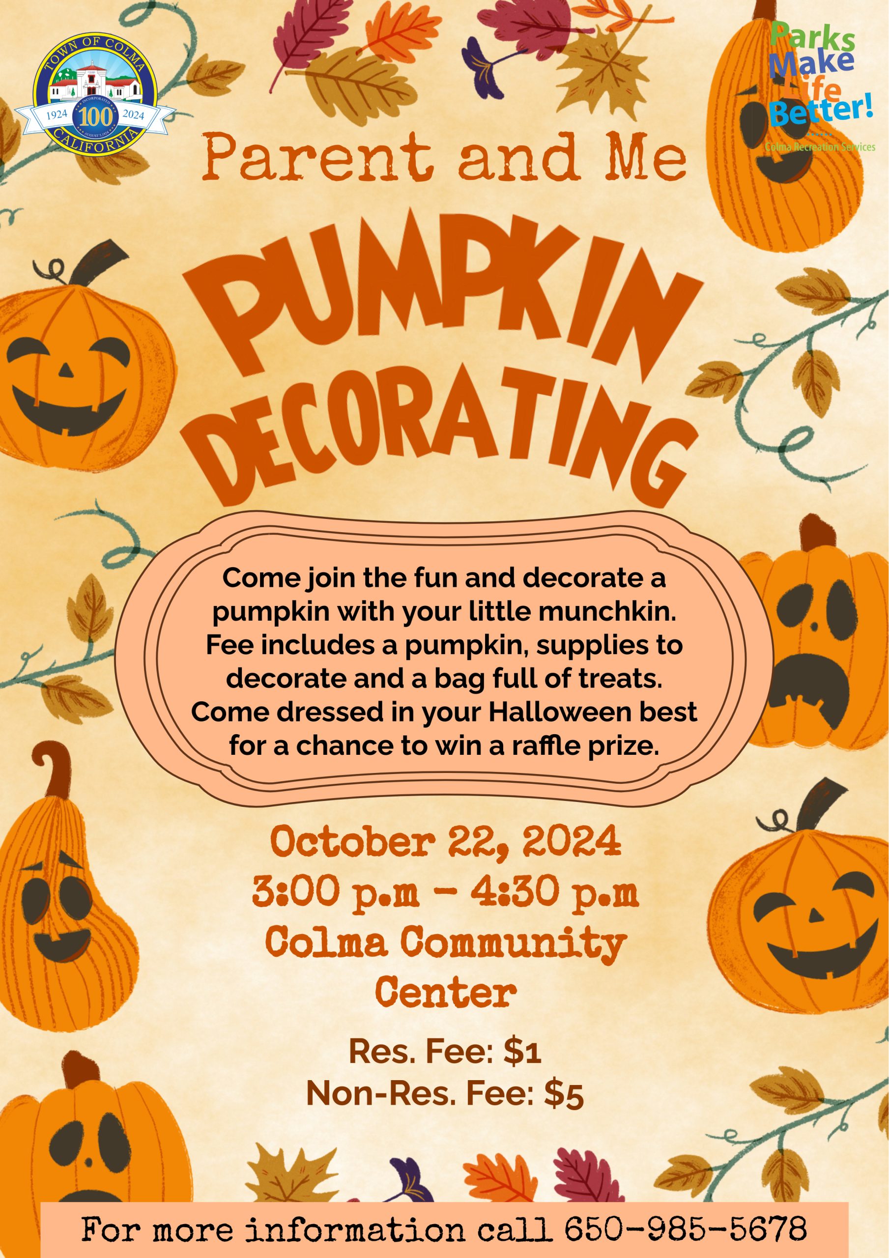 Parent and Me Pumpkin Decorating 2024 - Flyer