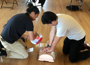 Colma residents learning CPR