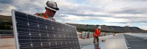 Solar panel being installed