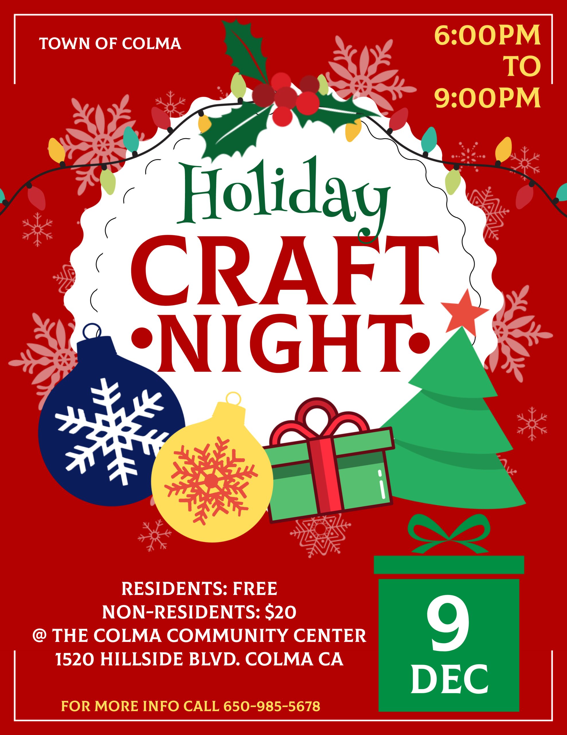 Holiday Craft Night Flyer