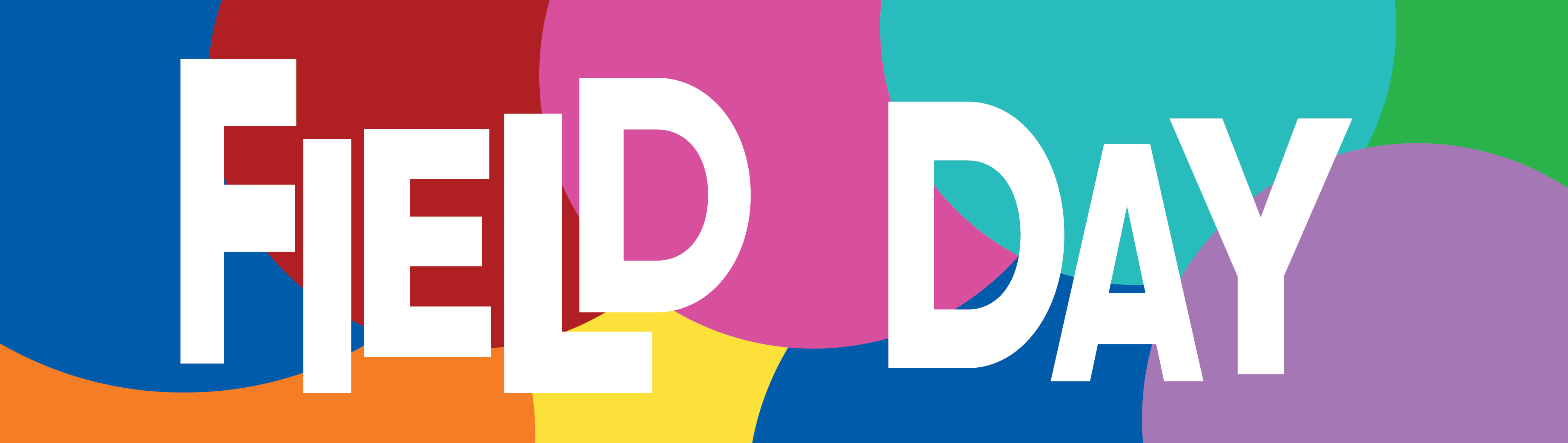 Field Day banner with color block background