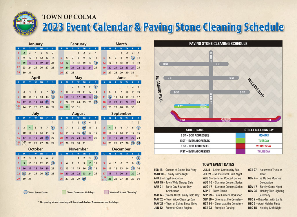 E St F St Street Cleaning Schedule Town of Colma