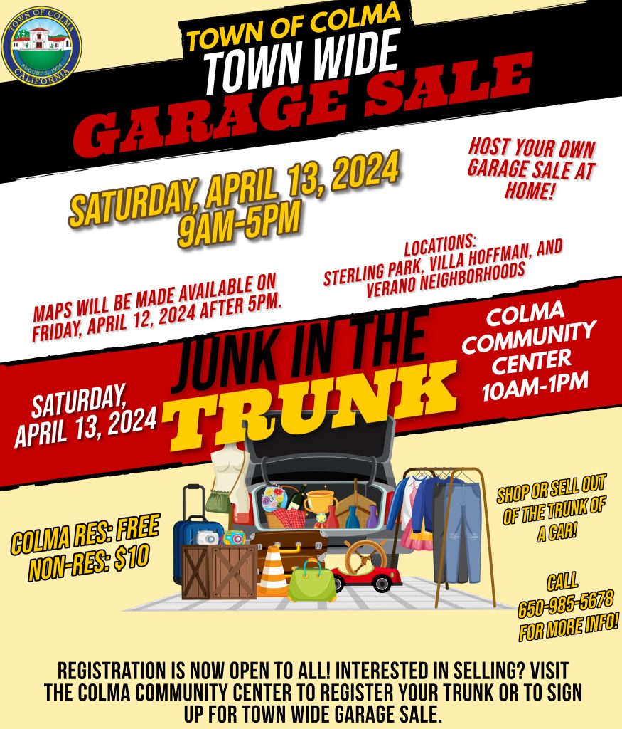 Garage Sale Junk in the Trunk 2024 Flyer Town of Colma