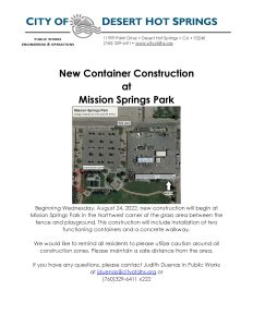 Mission Springs Park Construction