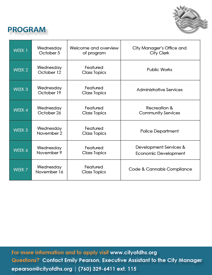 Civics Academy Schedule