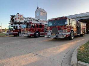 FFire trucks in front of Central Fire Station