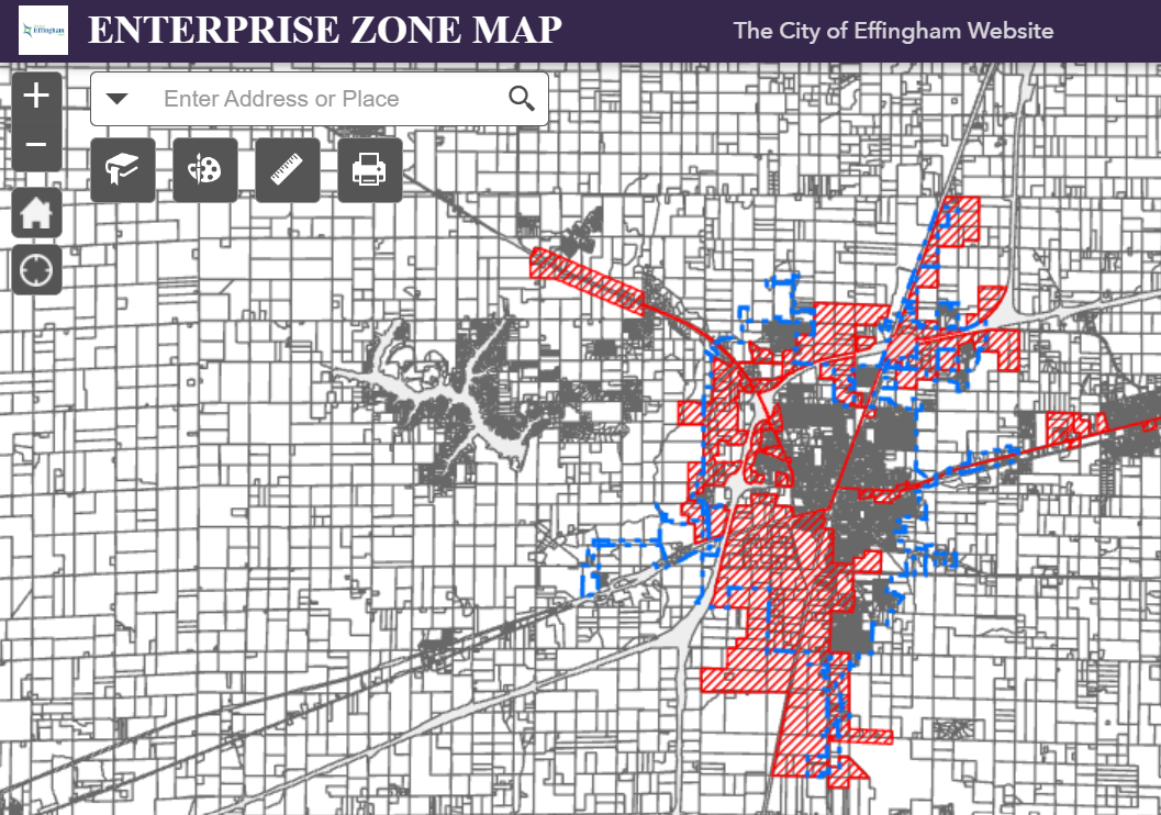 map view of enterprise zone data