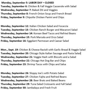 September Menu