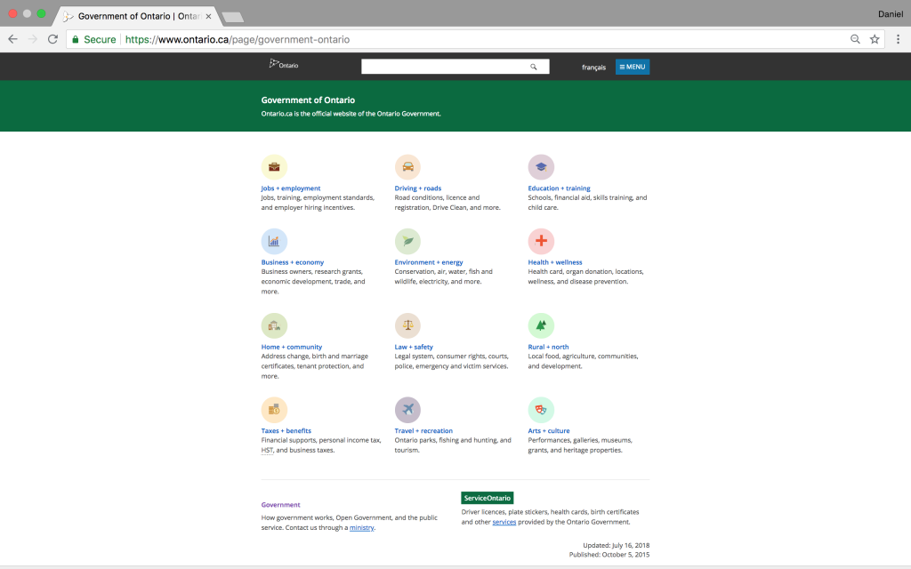Government of Ontario Home Page