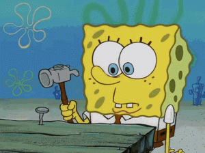 spongebob squarepants and a hammer