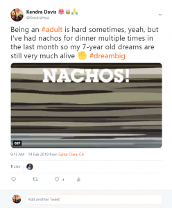 Tweet about eating nachos