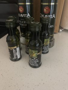 Very tiny bottle of olive oil