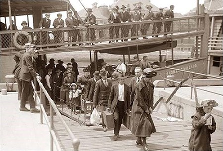 Immigrants arriving at Ellis Island