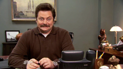 parks and rec ron swanson smiling gif