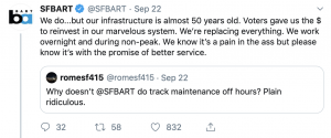 BART responds to updates about maintenance.