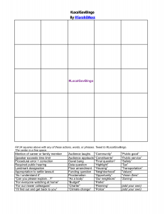 Image 5x5 blank #LocalGovBingo card with a list of more than 40 words, actions, and phrases to add to the blank squares by @SarahEMoss