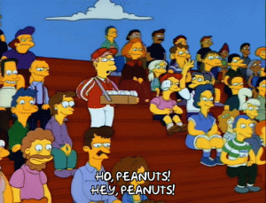 Peanut vendor at a sports game