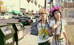 Still image from rapper Kreayshawn's music video, "Gucci Gucci" on the street