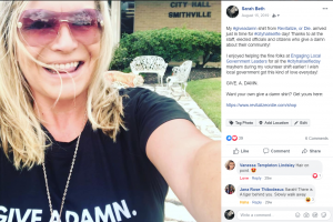 Screen shot of a facebook post from city hall selfie day in Smithville