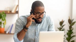 businessman working from home on laptop