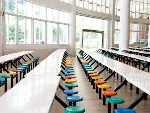 Empty school cafeteria