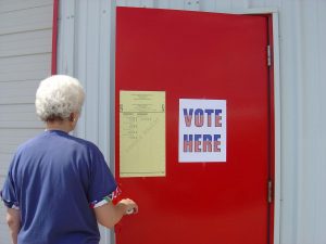 woman going into polling place