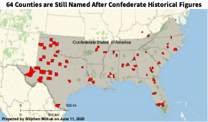 64 Counties in the US are named for Confederate figures