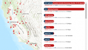 Map of the California fires