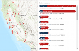 Map of the California fires