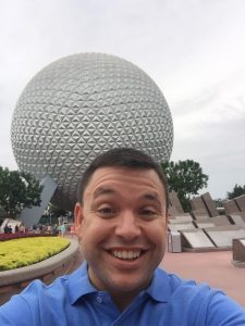 Tony Lopez in front of Epcot