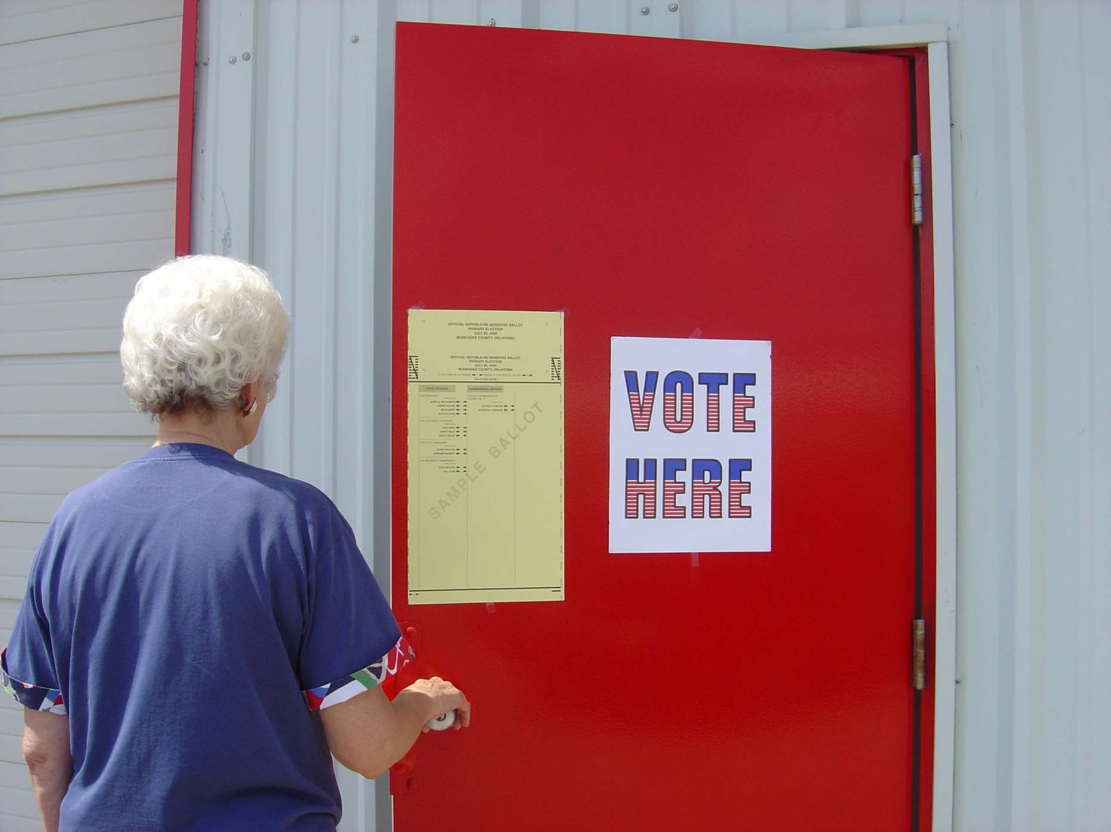 walking into polling place