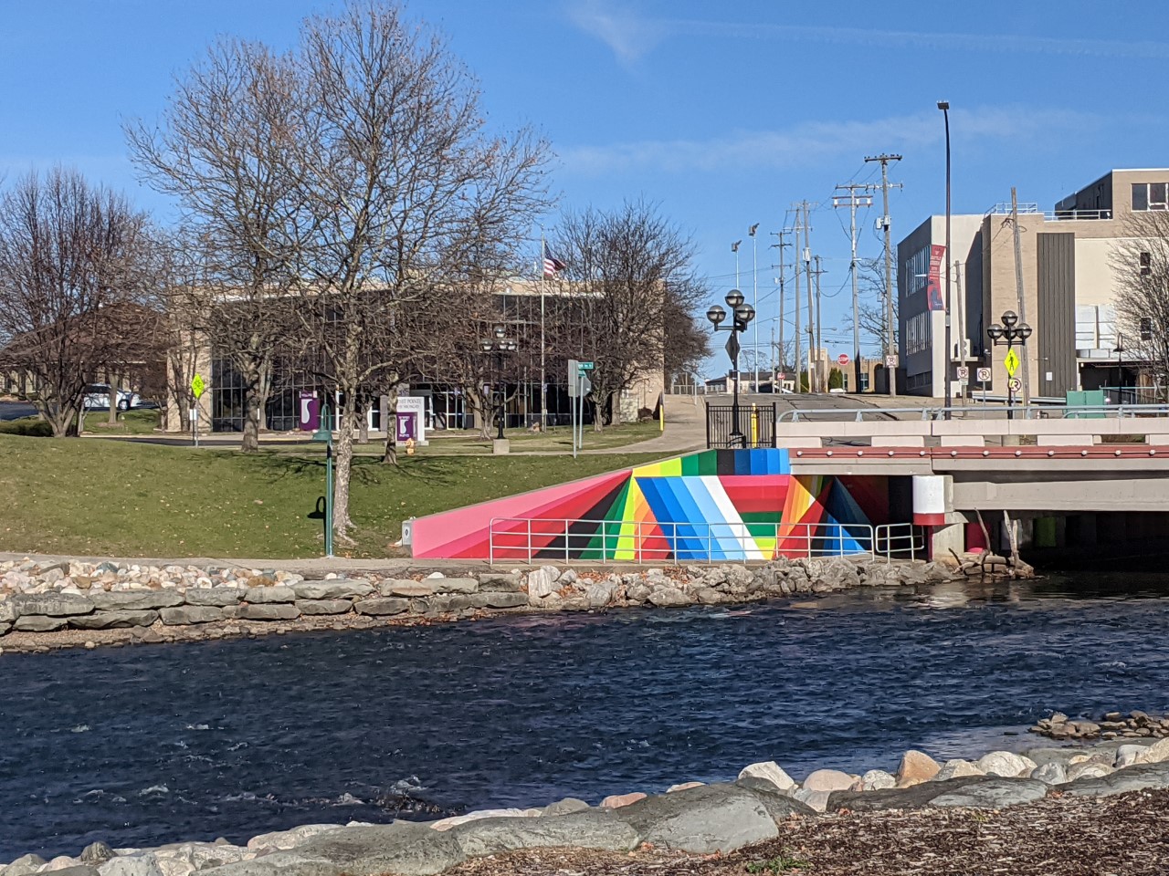 Colorful Mural in front of river