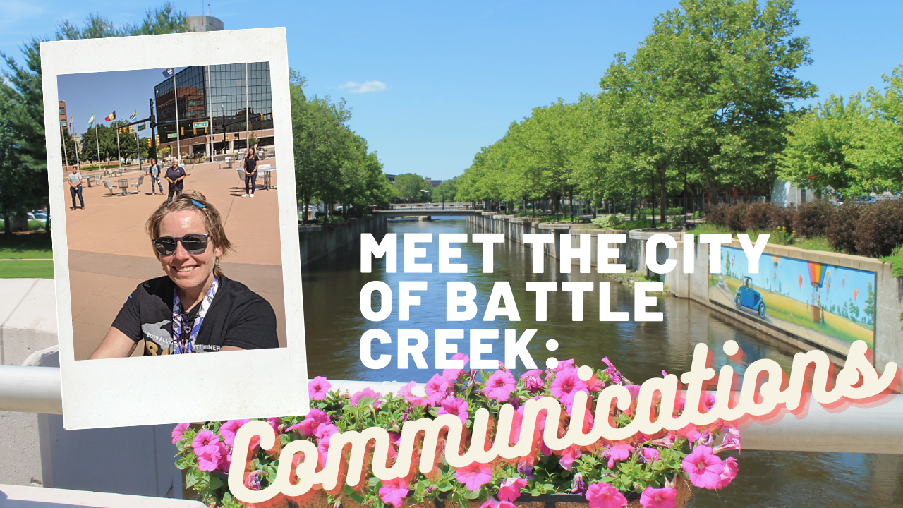 Selfie of woman in sunglasses over image of river with trees and flowers