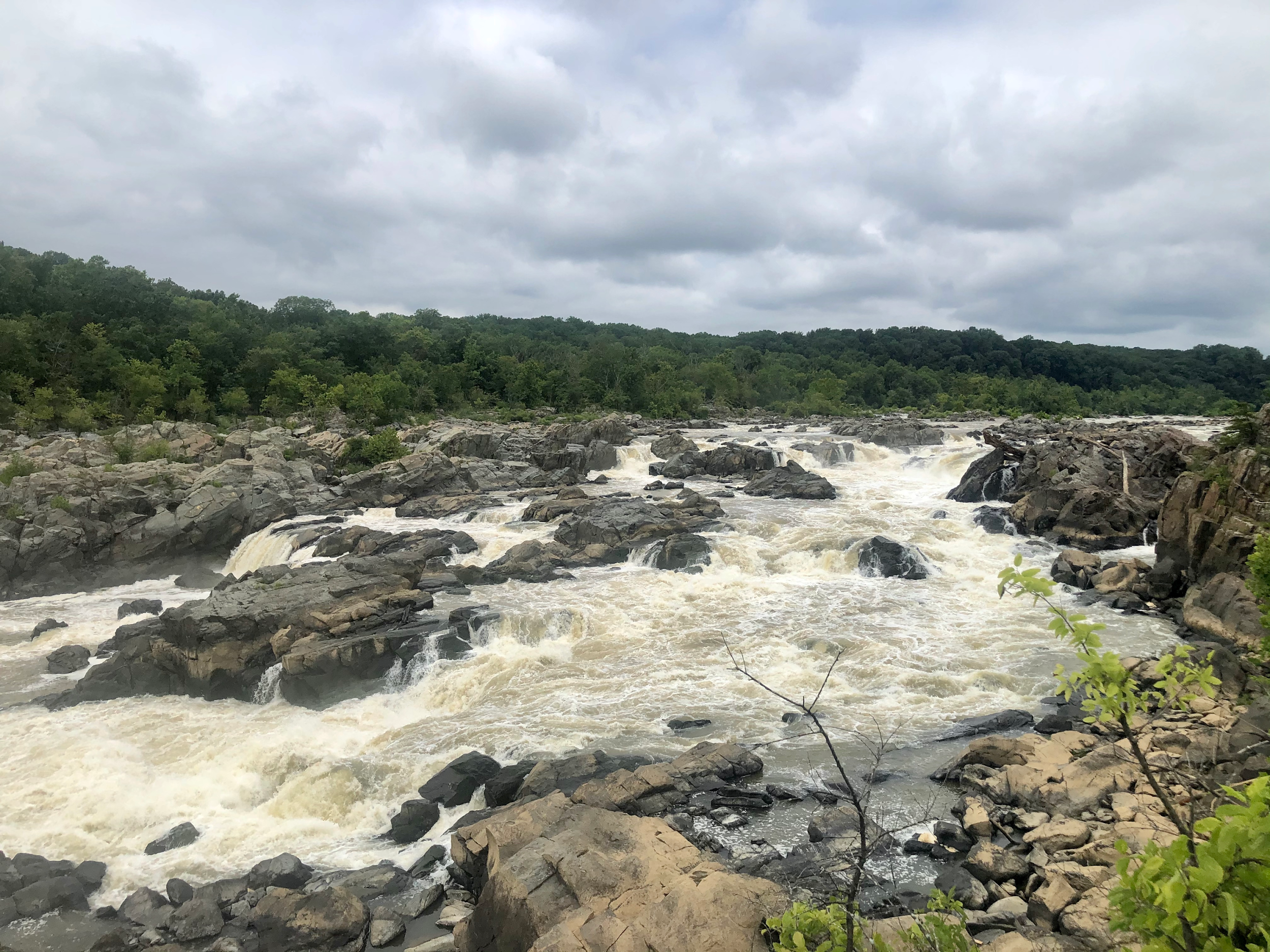 Water flowing over rocks